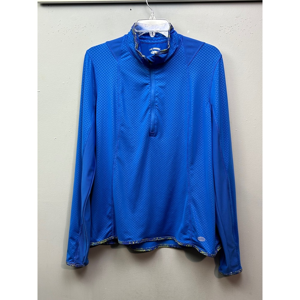 Reel Legends Pullover Womens Large Blue Long‎ Sleeve Quarter Zip Athletic Light